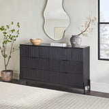 6 Drawer Dresser with Reeded Drawer Fronts - Black PRSB5BBL2 Walker Edison