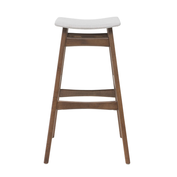 English Elm Christopher Knight Home® - Bar Stool Set Of 2 - Mid-Century Modern Light Beige Fabric With Walnut Legs For Kitchen & Home Bar 58922.00WNT