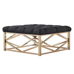 Homelegance By Top-Line Siobhan Champagne Gold Geometric Base Ottoman Champagne Gold Metal