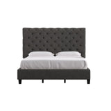 Homelegance By Top-Line Zelie Adjustable Fabric Tufted Rolltop Queen Bed Black Linen