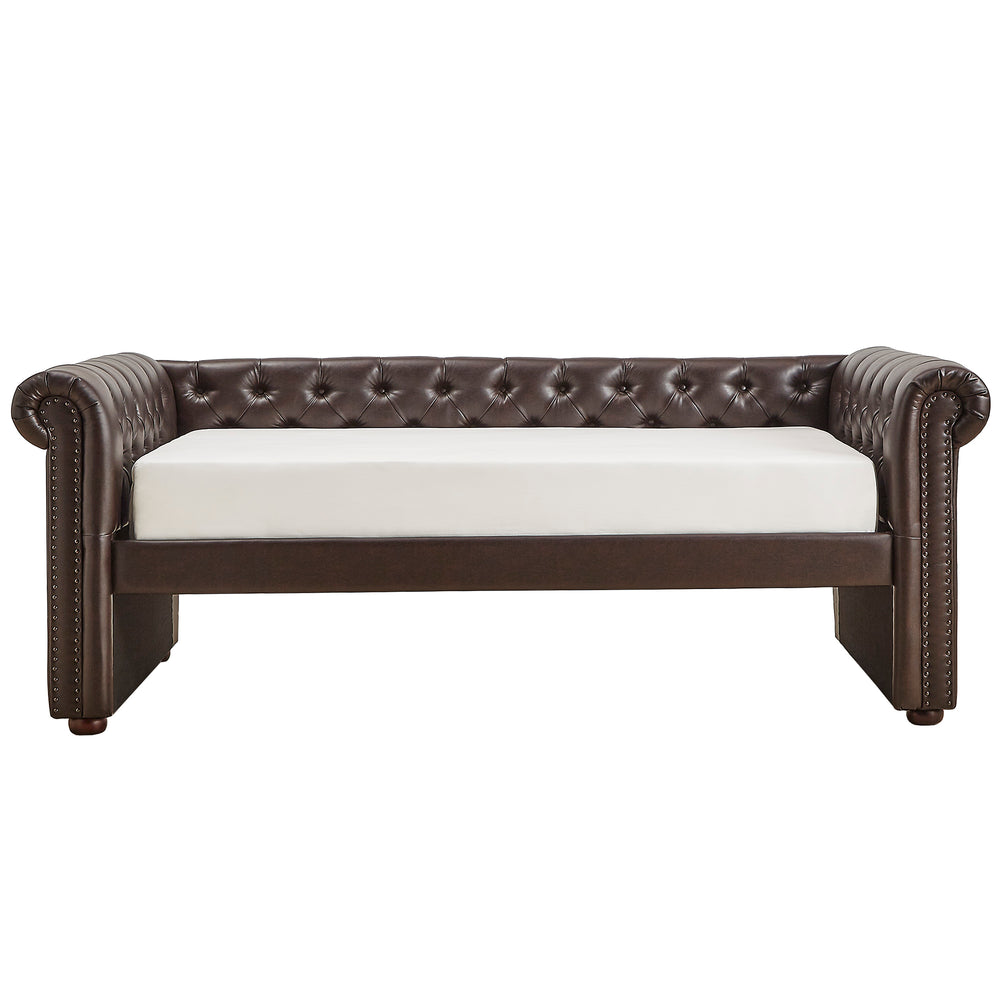 Homelegance By Top-Line Pietro Chesterfield Daybed Brown Linen
