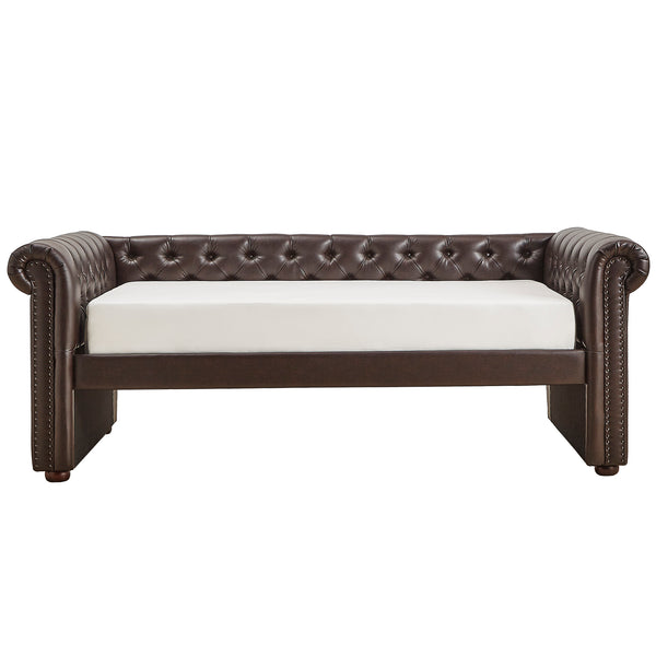 Homelegance By Top-Line Pietro Chesterfield Daybed Brown Linen