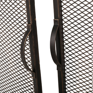 English Elm Christopher Knight Home® - FIREPLACE Samantha Iron Screen with Matte Finish, Handcrafted Mesh Guard, Dual Doors & Sleek Frame Black+Gold 67721.00BBGLD