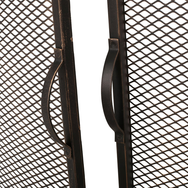 English Elm Christopher Knight Home® - FIREPLACE Samantha Iron Screen with Matte Finish, Handcrafted Mesh Guard, Dual Doors & Sleek Frame Black+Gold 67721.00BBGLD