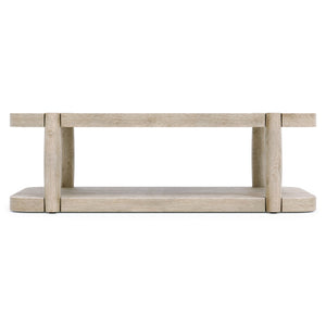 Bernhardt Bernhardt Antibes Roz Rustic Oak Cocktail Table With Sculptural Tapered Legs, Lower Shelf & Casters 350013