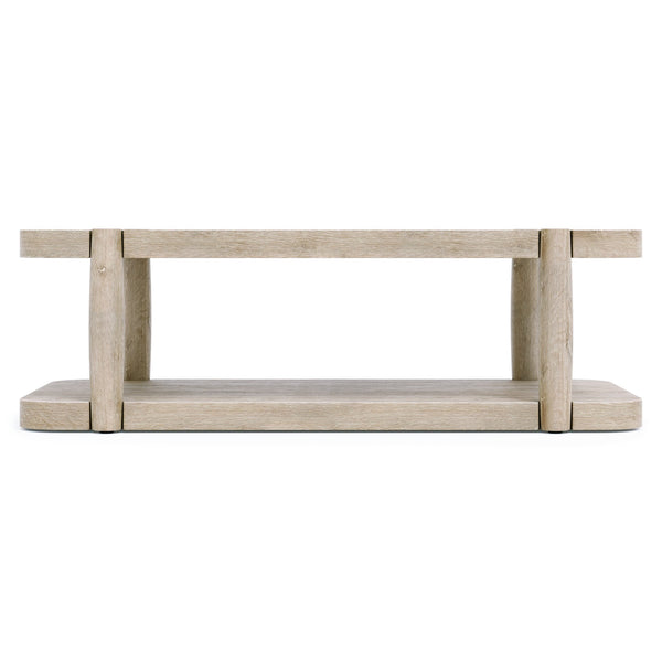 Bernhardt Bernhardt Antibes Roz Rustic Oak Cocktail Table With Sculptural Tapered Legs, Lower Shelf & Casters 350013