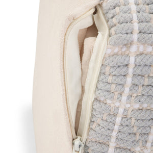 English Elm Noreen Square Pouf Ottoman — Handcrafted Cotton Woven Pattern, Supportive Dense Bead Filling, 18" White B136P159329