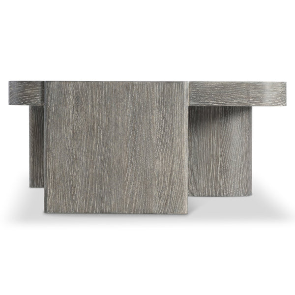 Bernhardt Bernhardt Monolith Open Base Cocktail Table — Wire-Brushed White Oak Puma Finish, Asymmetrical Sculptural Design 343013