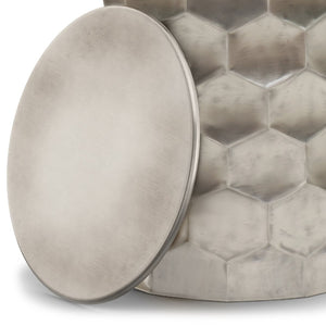 English Elm Whitney Metal Storage Side Table - Vintage Glamour With Honeycomb Texture & Removable Lid B136P158978-GIGA