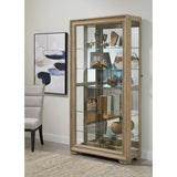 Light Wood Modern 5-Shelf Sliding Door Curio with LED Light Brown with Light Wood P021767 Pulaski Furniture