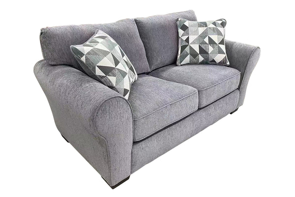 Porter Designs Porter Savannah Soft Gray Chenille Reversible Loveseat With Geometric Accent Pillows For Comfort Gray Fabric 01-207-02-1731