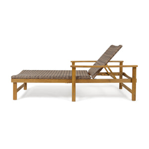English Elm Hampton Acacia Hardwood Wicker Outdoor Chaise Lounge with Five Reclining Positions 63763.00