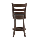 Homelegance By Top-Line Wyatt Ladder Back Linen Swivel 24-inch Counter Height Stool Dark Grey Rubberwood