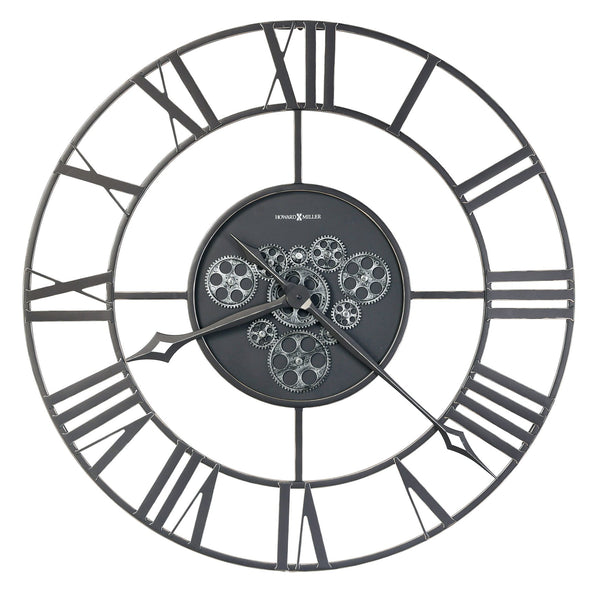Hekman Furniture 625813 Aiko Wall Clock - 32” Industrial Elegance With Antique Silver Gears & Charcoal Finish  Aiko Wall Clock 625813