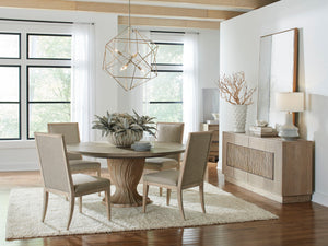 A.R.T. Furniture Tamarac Round Dining Table - Dusky Brindle Finish, Extends To 82”, Seating For 4-6, Unique Base Design Beige, Beige Material, Parawood Solids,Oak Veneer,Resin 267225-2352