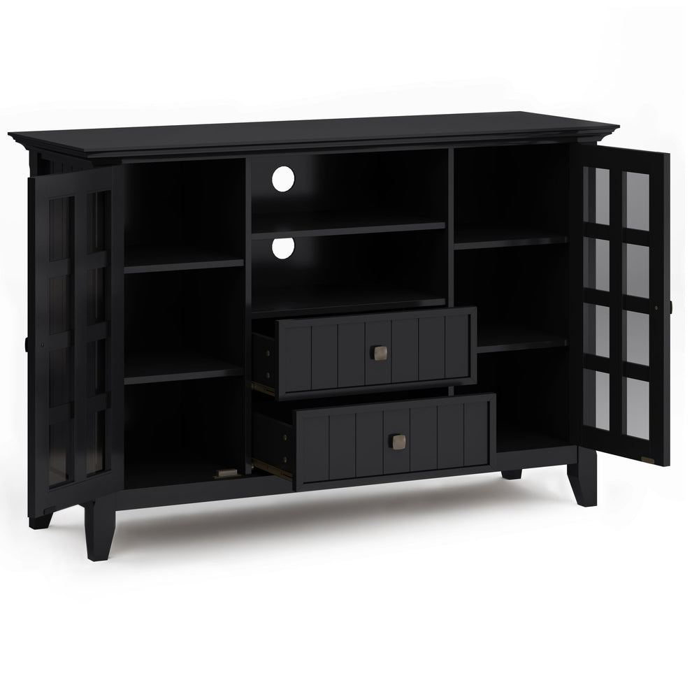English Elm Acadian Tall TV Media Stand with Tempered Glass Doors, Solid Wood Crafted, Fits Up to 60" TVs Black B136P158299