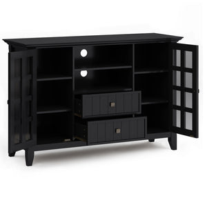 English Elm Acadian Tall TV Media Stand with Tempered Glass Doors, Solid Wood Crafted, Fits Up to 60" TVs Black B136P158299