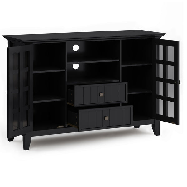 English Elm Acadian Tall TV Media Stand with Tempered Glass Doors, Solid Wood Crafted, Fits Up to 60" TVs Black B136P158299