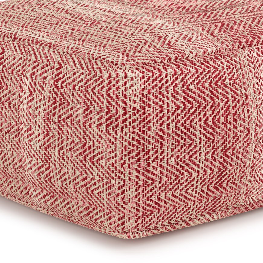 English Elm Nate Square Pouf - Hand-Woven Maroon Mélange For Versatile Seating, Footrest, Or Side Table B136P159275