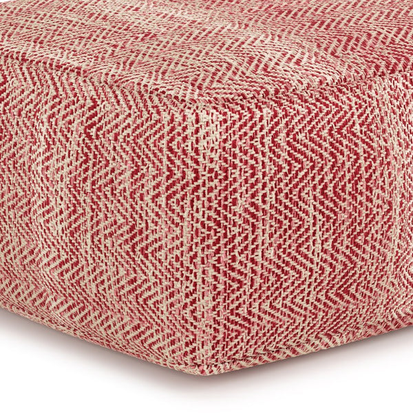 English Elm Nate Square Pouf - Hand-Woven Maroon Mélange For Versatile Seating, Footrest, Or Side Table B136P159275