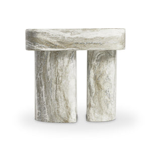 Bernhardt Bernhardt Arcadia Side Table With Faux Stone Kalta Top, Sculptural Totemic Legs, Rustic-Modern Charm 334123