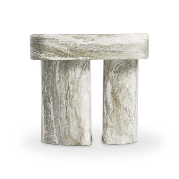 Bernhardt Bernhardt Arcadia Side Table With Faux Stone Kalta Top, Sculptural Totemic Legs, Rustic-Modern Charm 334123