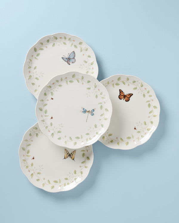 Lenox Butterfly Meadow Vines 4-Piece Dinner Plate Set Multi, WHITE PORCELAIN 894542