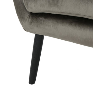 English Elm Arm Chair Tufted Velvet Wingback with Oak Frame and Tapered Legs for Living Room 56589.00NVLTGRY