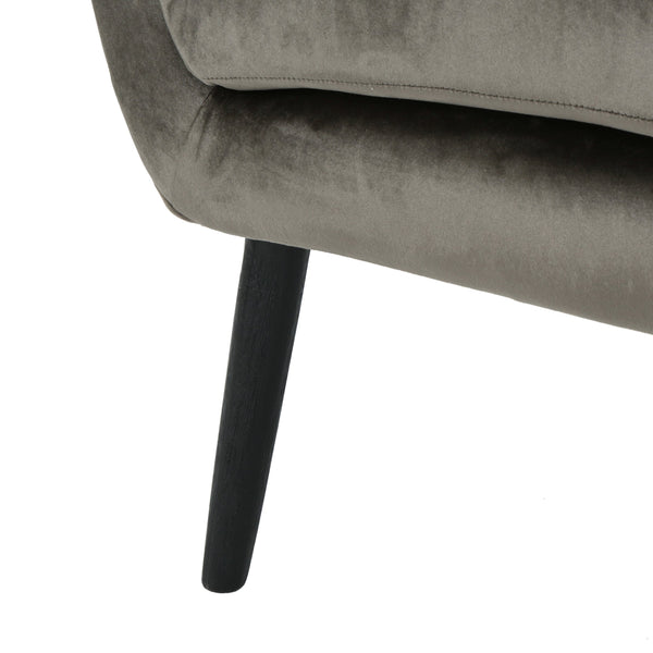 English Elm Arm Chair Tufted Velvet Wingback with Oak Frame and Tapered Legs for Living Room 56589.00NVLTGRY