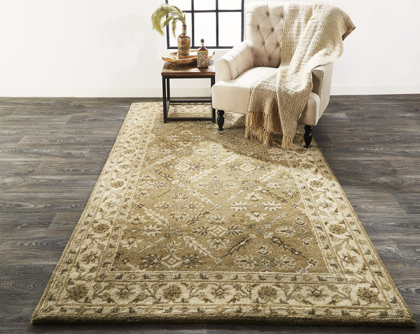 Feizy Rugs Eaton Hand-tufted Wool Oriental Rug - Timeless Persian Design For Elegant Home Decor And Comfort Green,Brown,Taupe Wool 6548424fsag000p00