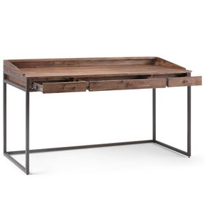 English Elm Ralston Desk - Handcrafted Rustic Natural Aged Brown Acacia Wood & Metal Frame For Home Office Use B136P159560-GIGA