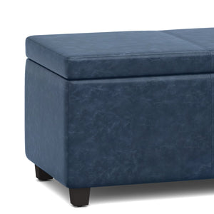 English Elm Avalon Storage Ottoman Bench In Denim Blue - Versatile Seating & Stylish Storage Solution For Any Room B136P158639