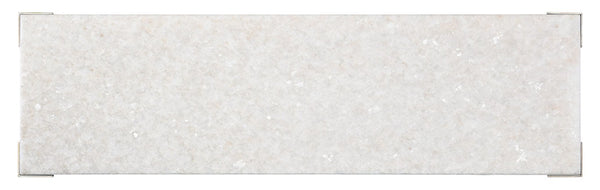 Hooker Furniture Melange Jen Console Table With White Stone Top, Champagne Tapered Legs & Glass Shelf For Entryway 628-85746-00