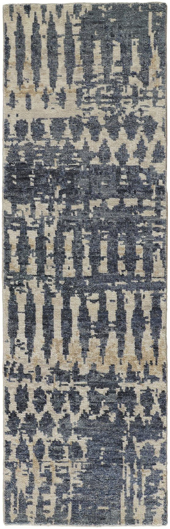 Feizy Rugs Palomar Hand-knotted Wool Rug - Luxurious Low Pile Design With Abstract Geometric Patterns For All Spaces Blue,Gray,Tan Wool Pal6632fblu000i68