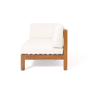 English Elm Brava Acacia Hardwood Outdoor Sectional Set with Cross-back Design and Weather-resistant Frame 57967-8BEI-64489BGE-64496.00