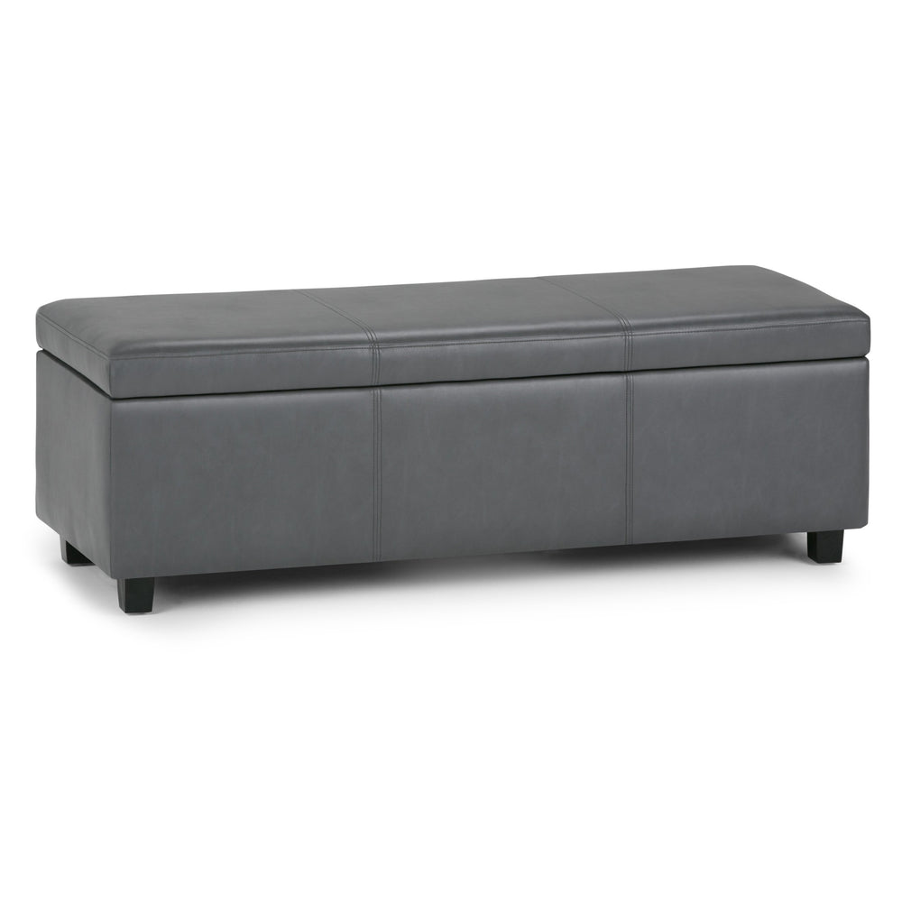 English Elm Avalon Storage Ottoman Bench - Versatile Stone Grey Faux Leather With Hidden Storage & Comfort B136P158645