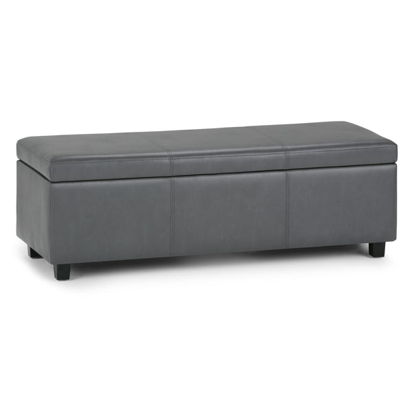 English Elm Avalon Storage Ottoman Bench - Versatile Stone Grey Faux Leather With Hidden Storage & Comfort B136P158645