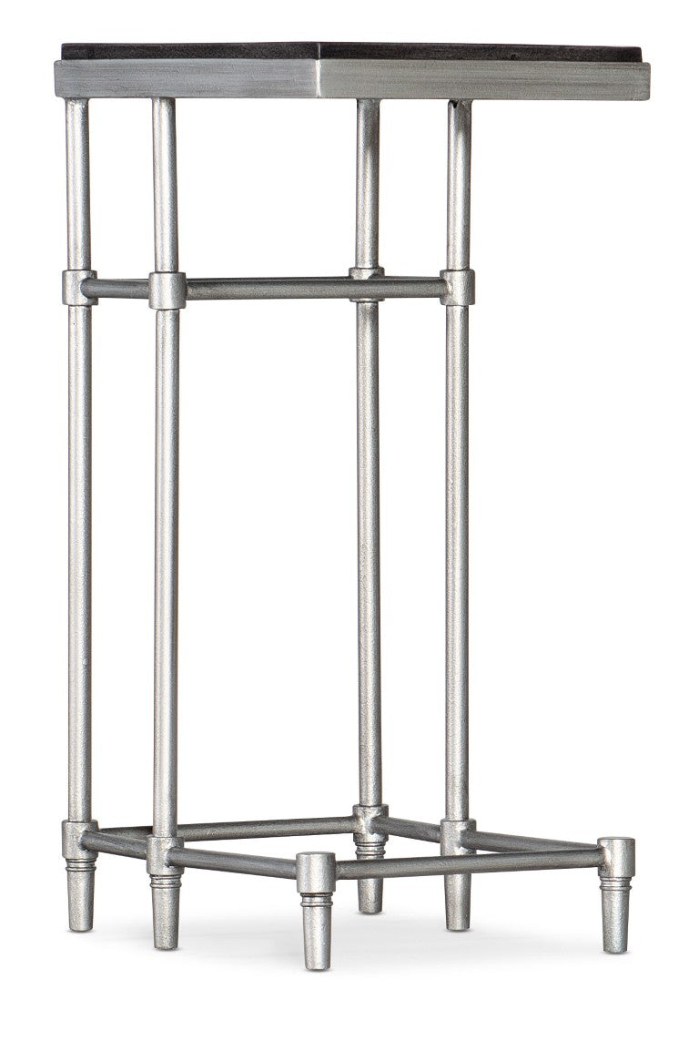 Hooker Furniture St. Armand Chairside Table With C-Shaped Slide-Over Design, Acacia Wood Top & Pewter Metal Base Blacks 5601-80115-BLK