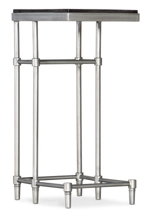 Hooker Furniture St. Armand Chairside Table With C-Shaped Slide-Over Design, Acacia Wood Top & Pewter Metal Base Blacks 5601-80115-BLK