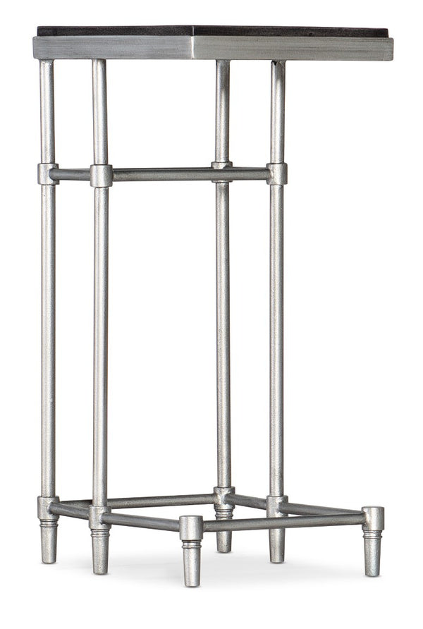 Hooker Furniture St. Armand Chairside Table With C-Shaped Slide-Over Design, Acacia Wood Top & Pewter Metal Base Blacks 5601-80115-BLK