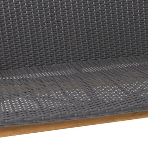 English Elm Christopher Knight Home® - BRYAN Teak Chat Set with Acacia Wood Frame & Wicker Seating — Loveseat, 2 Chairs, Coffee Table 73992.00GRY