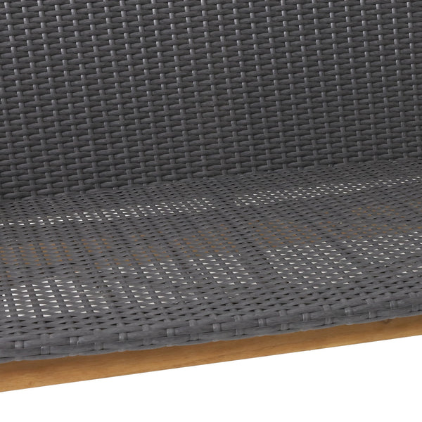 English Elm Christopher Knight Home® - BRYAN Teak Chat Set with Acacia Wood Frame & Wicker Seating — Loveseat, 2 Chairs, Coffee Table 73992.00GRY