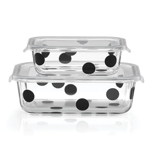 Lenox Kate Spade Deco Dot 2-piece Rectangular Food Storage Set Multi, WHITE GLASS,CRYSTAL 875251