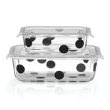 Kate Spade Deco Dot Glass Food Storage Set, 2-Piece, Polka Dots, Dishwasher Safe