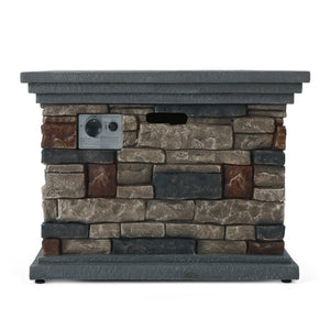 English Elm 32'' Square Mgo Propane Fire Pit Stone Finish 40000 Btu Outdoor Patio Centerpiece 57552.00-40K