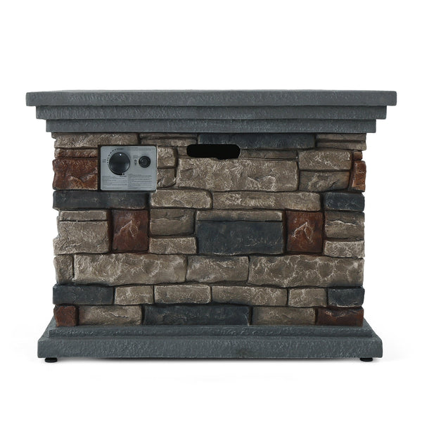 English Elm 32'' Square Mgo Propane Fire Pit Stone Finish 40000 Btu Outdoor Patio Centerpiece 57552.00-40K