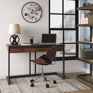 English Elm Erina Small Desk - Industrial-Contemporary Acacia Wood With Distressed Charcoal Finish & Storage B136P158630