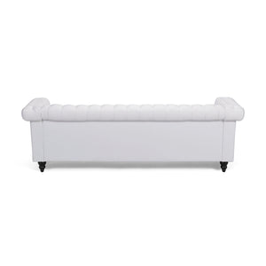 English Elm Christopher Knight Home® - SOFA Chesterfield-inspired 3-seater with deep button tufting, nailhead trim, low back and plush PU upholstery White 68326.00