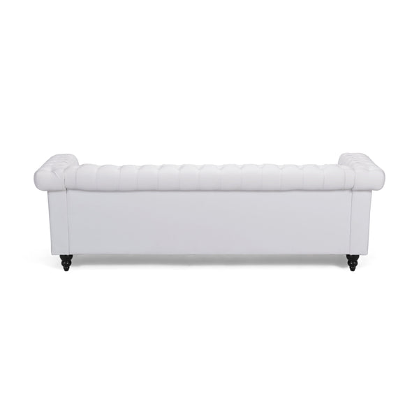 English Elm Christopher Knight Home® - SOFA Chesterfield-inspired 3-seater with deep button tufting, nailhead trim, low back and plush PU upholstery White 68326.00