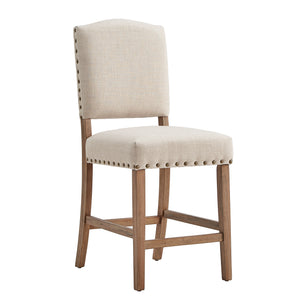 Homelegance By Top-Line Nicklaus Premium Nailhead Upholstered Counter Height Chairs (Set of 2) Light Natural Wood